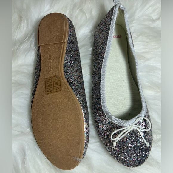 J.CREW Crewcuts Glitter Ballet Flats SILVER Size 3 - Picture 6 of 7